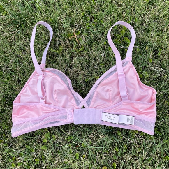 VS Starlet Pink Mesh Satin Triangle Bralette - Picture 3 of 4